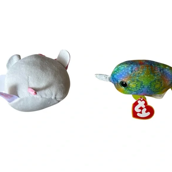 Ty Plush Mouse and Narwhal Toy Set - White and Multicolor - Picture 3 of 4